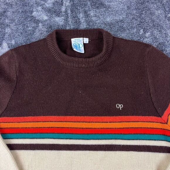 Vtg Ocean Pacific Men's Knitted Crewneck Sweater Striped Men's S Surfing - Picture 2 of 12